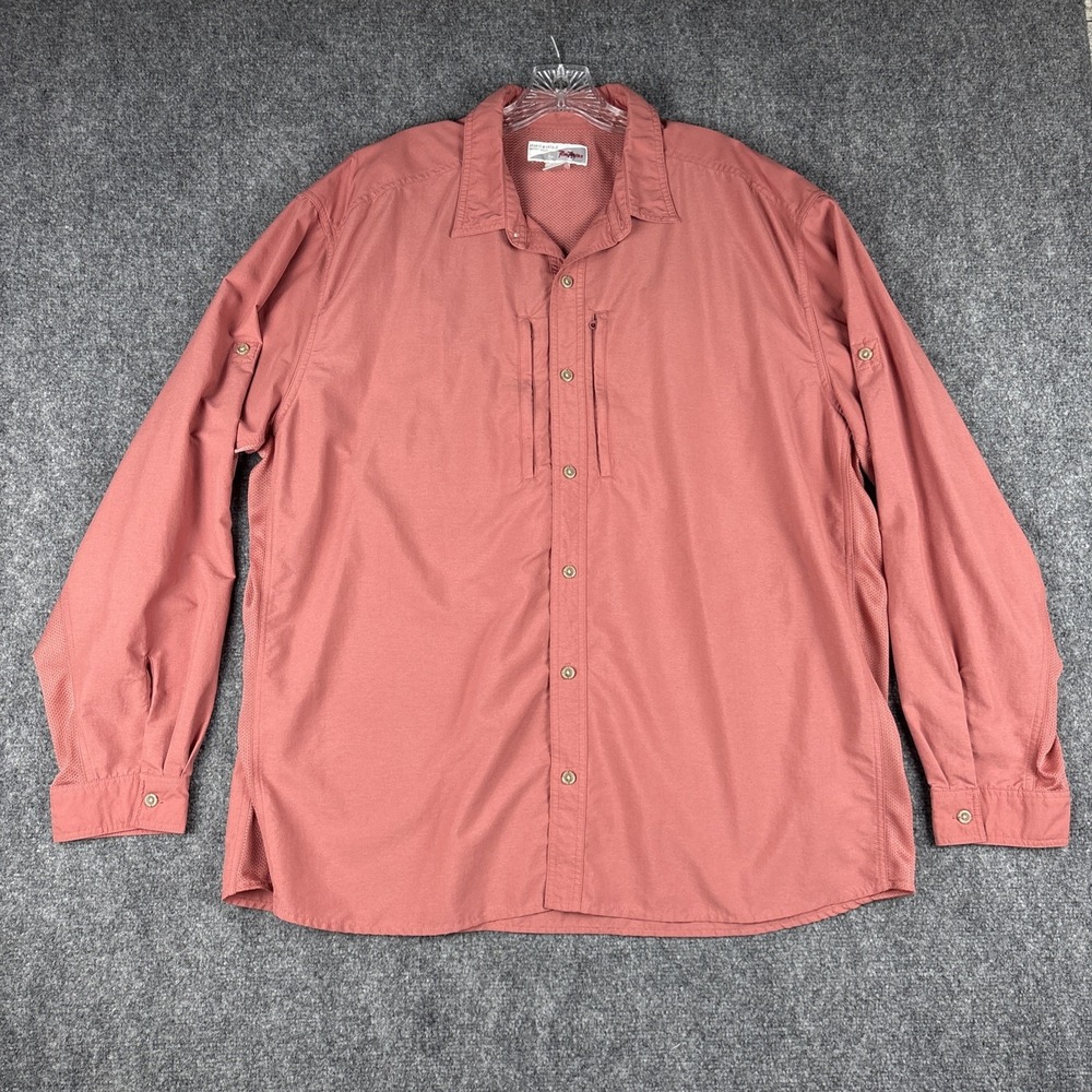 RailRiders Men's 2X Insect Shield Fishing Hiking Shirt Vented Long Sleeve Coral